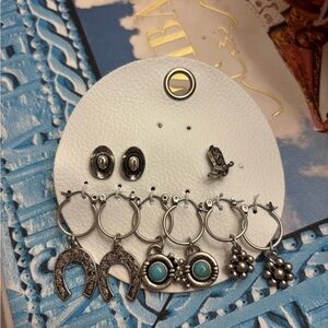 Free People Silver and Turquoise Earring Set
